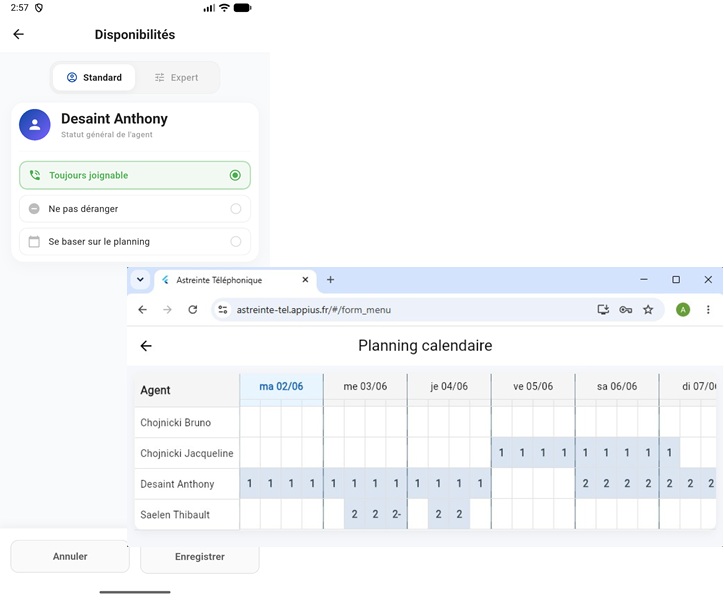 Planning mensuel d'intervention
